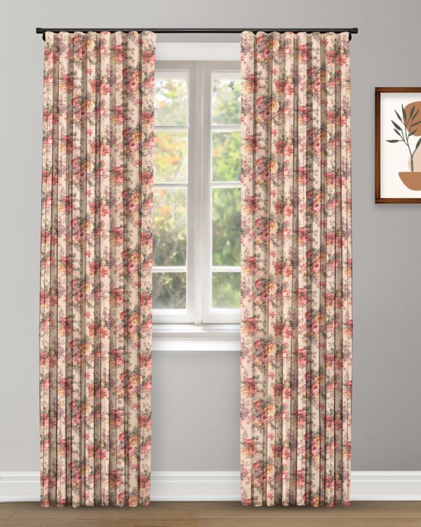 Vintage Floral Collection - Pastel Maroon Custom Curtains