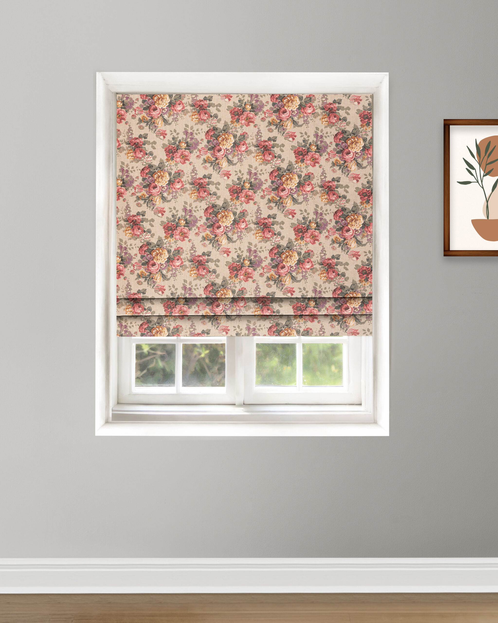 Vintage Floral Collection - Pastel Maroon Roman Shades