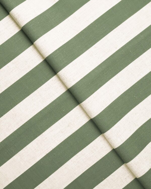 Vintage linen Stripes - Khaki Green Custom Curtains