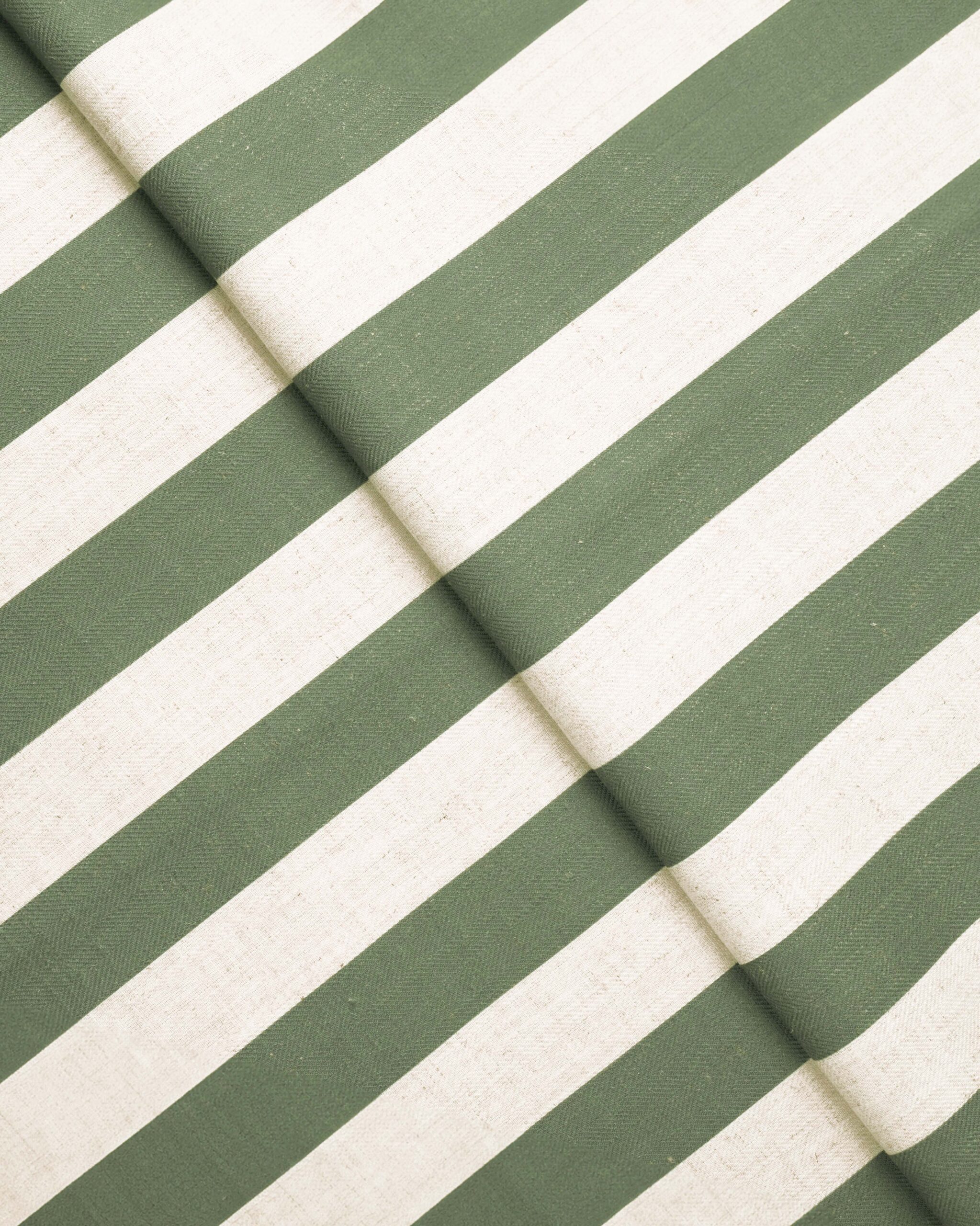 Vintage Linen Stripes - Khaki Green Fabric Swatch