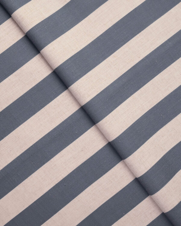 Vintage Linen Stripes - Storm Custom Curtains