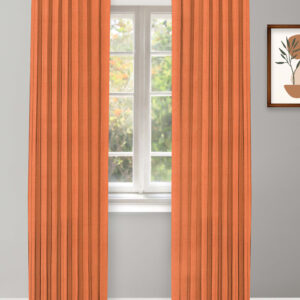 Herringbone Plains - Orange Carrot Custom Curtains