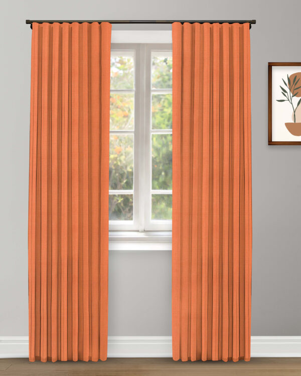 Herringbone Plains - Orange Carrot Custom Curtains