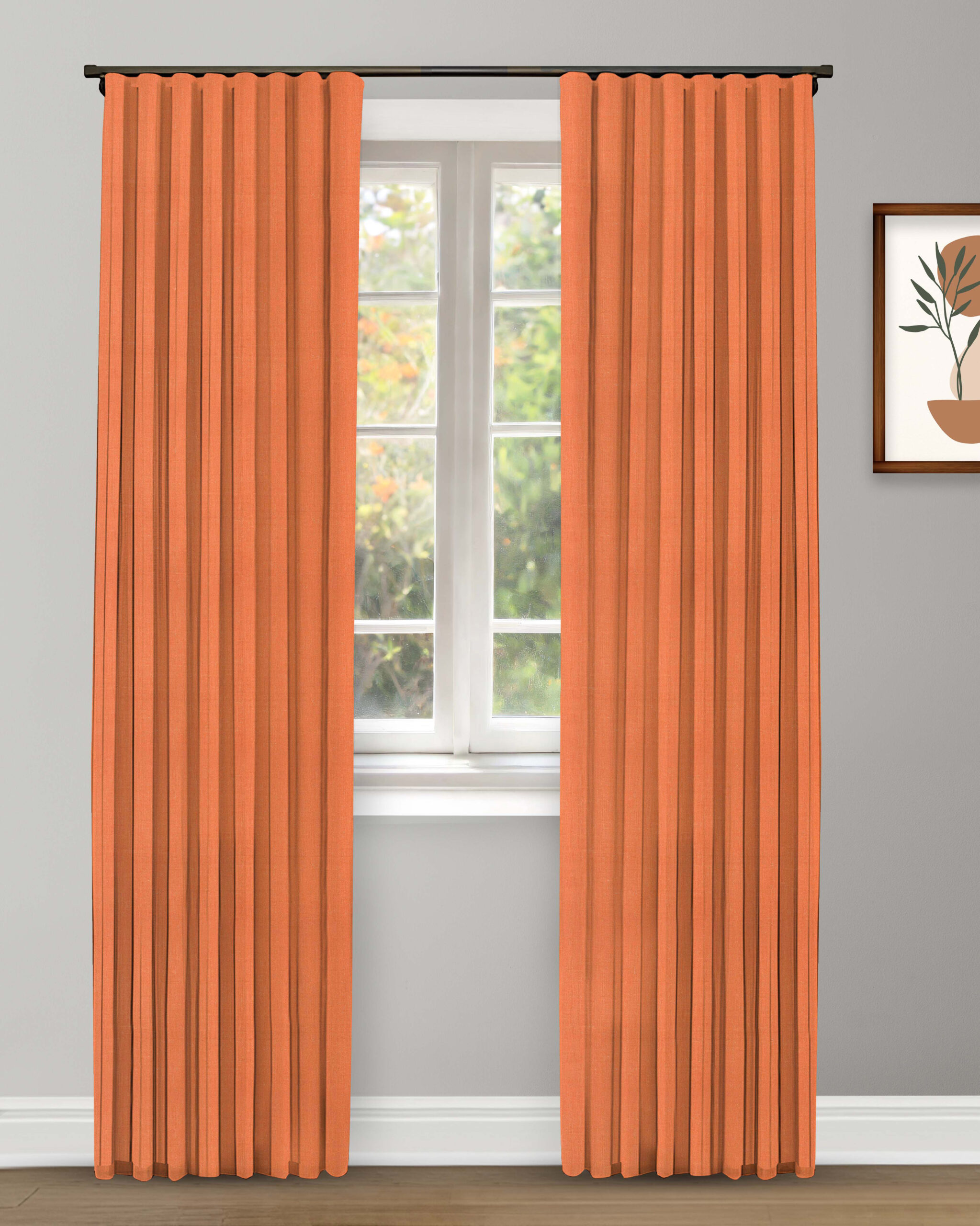 Herringbone Plains - Orange Carrot Custom Curtains