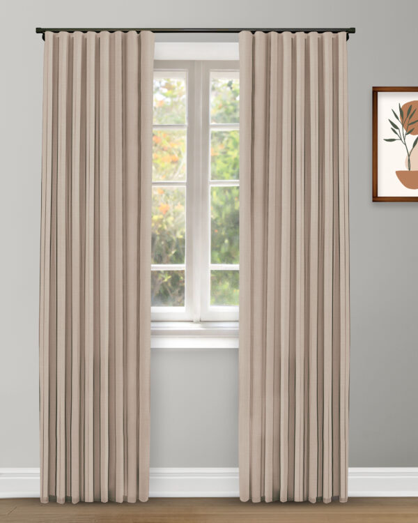 Herringbone Plains - Bark Brown Custom Curtains