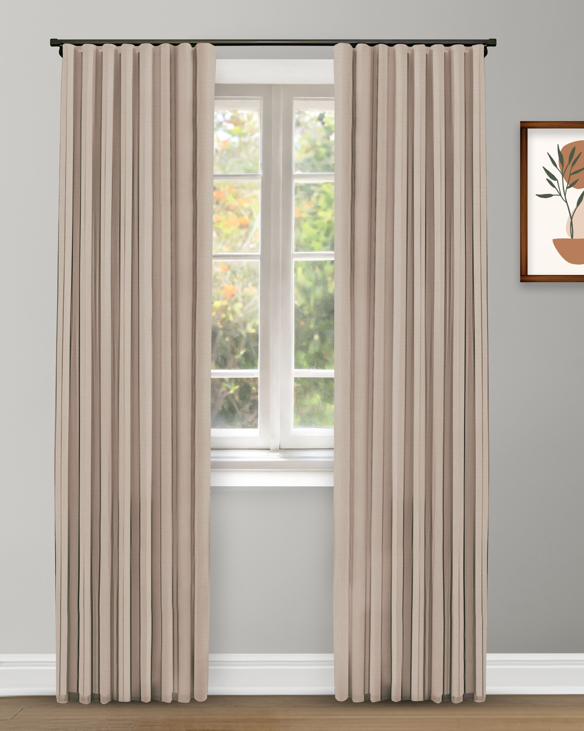 Herringbone Plains - Bark Brown Custom Curtains