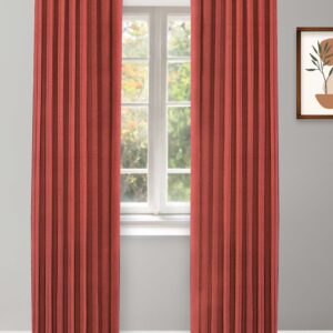 Herringbone Plains - Misty Red Custom Curtains