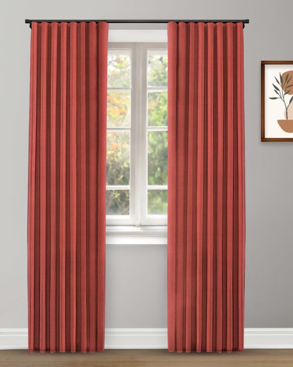 Herringbone Plains - Misty Red Custom Curtains