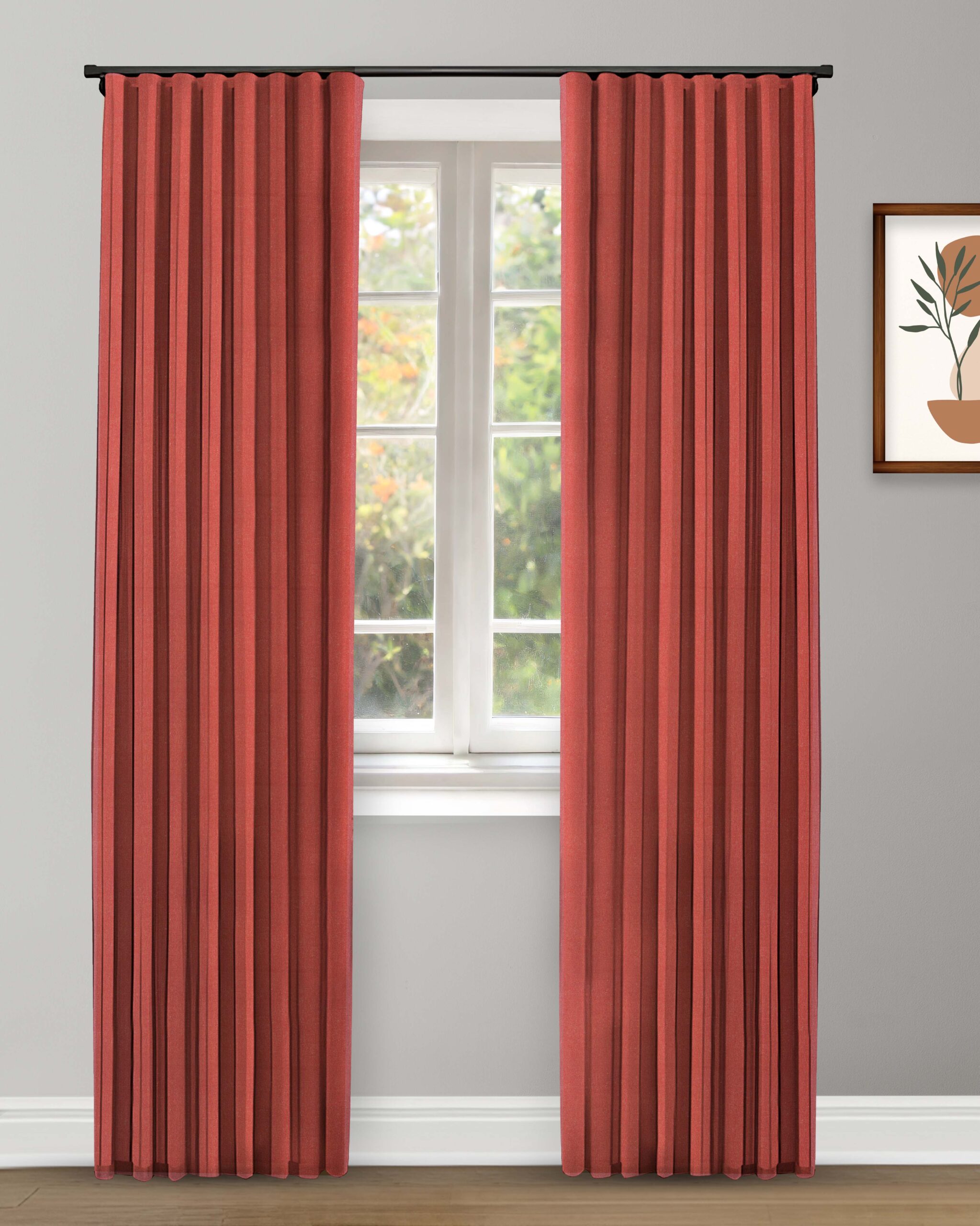 Herringbone Plains - Misty Red Custom Curtains