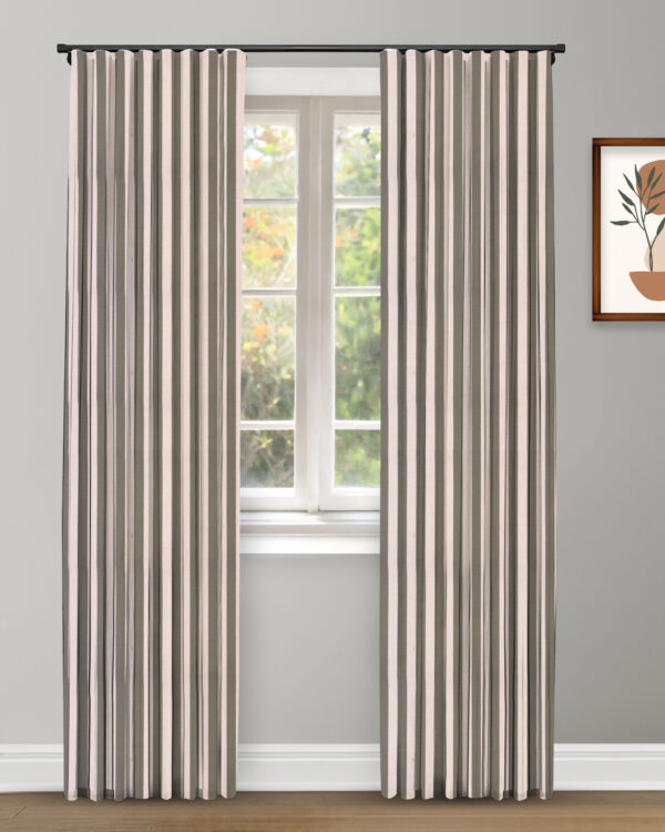 Vintage Linen Stripes - Camel Custom Curtains - Image 2