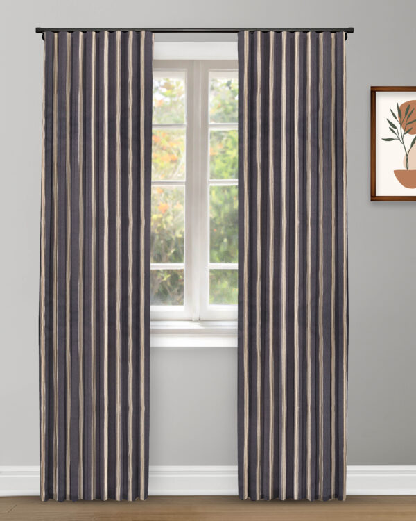 French Stripes - Midnight Custom Curtains - Image 2