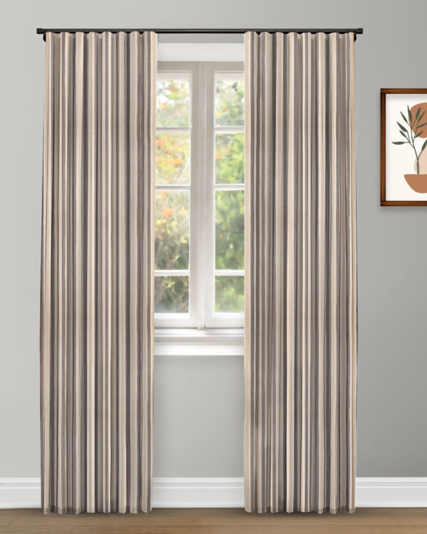 French Stripes - Gray Custom Curtains - Image 2