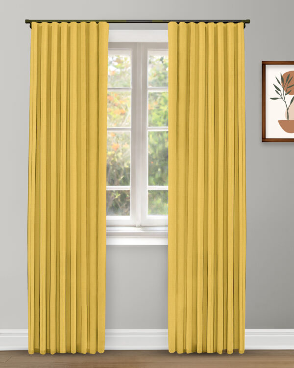 Herringbone Plains - Mineral Yellow Custom Curtains