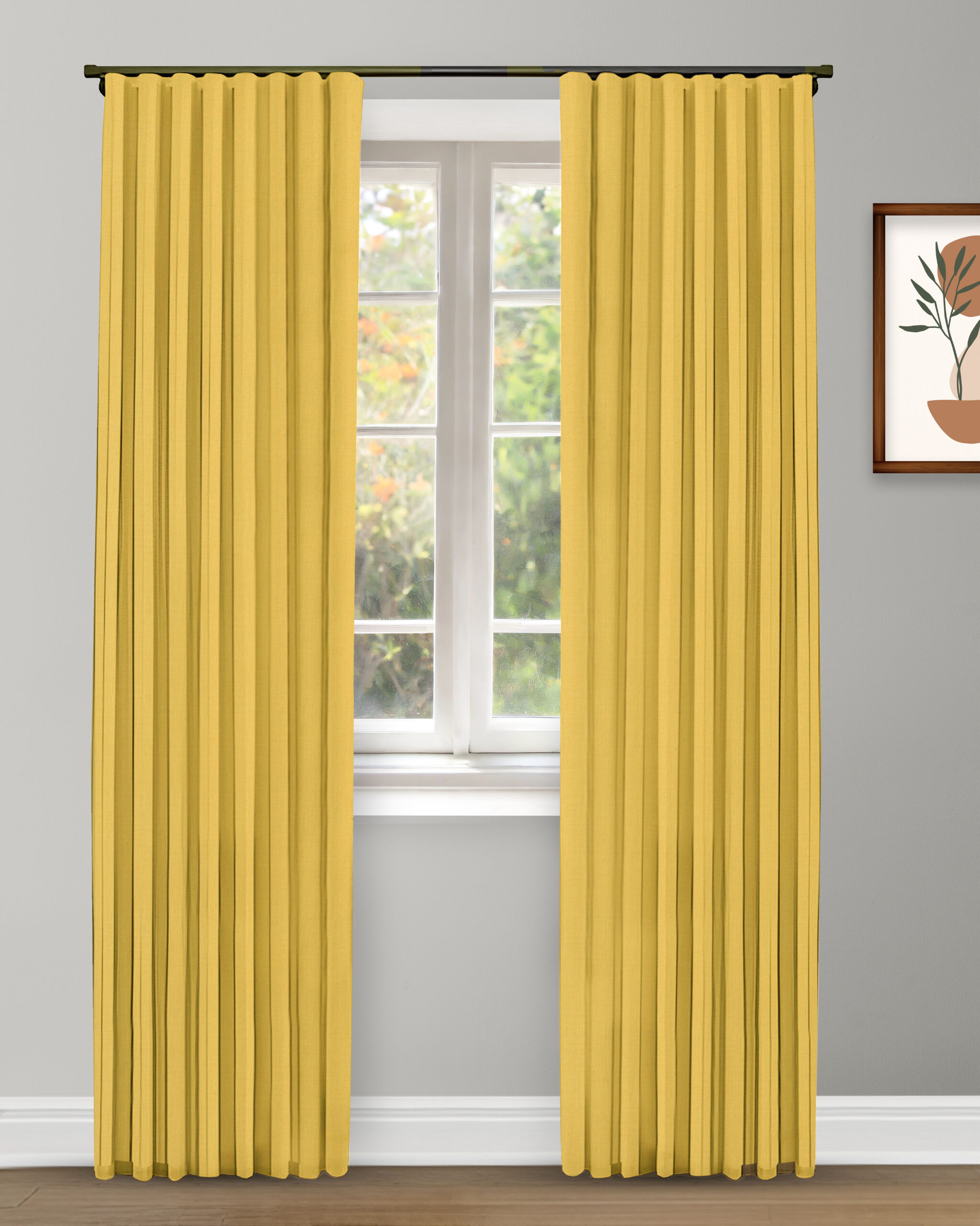 Herringbone Plains - Mineral Yellow Custom Curtains