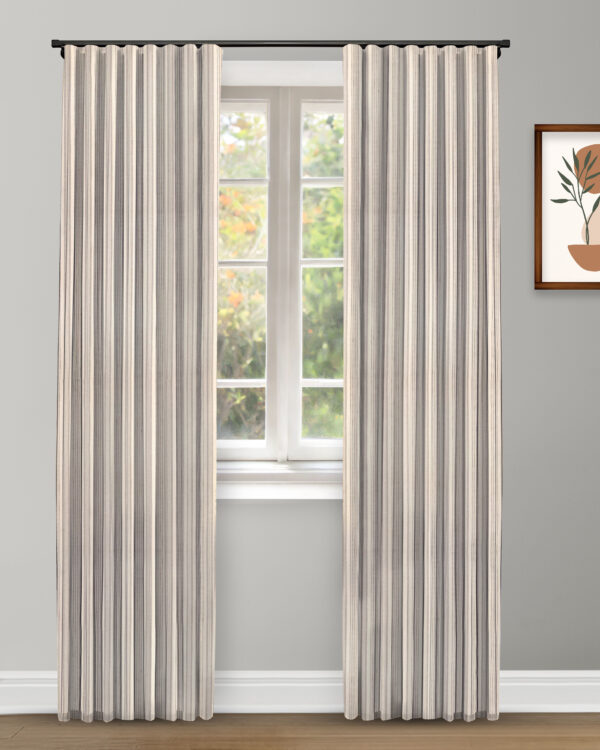 French Stripes - Smoke Custom Curtains - Image 3