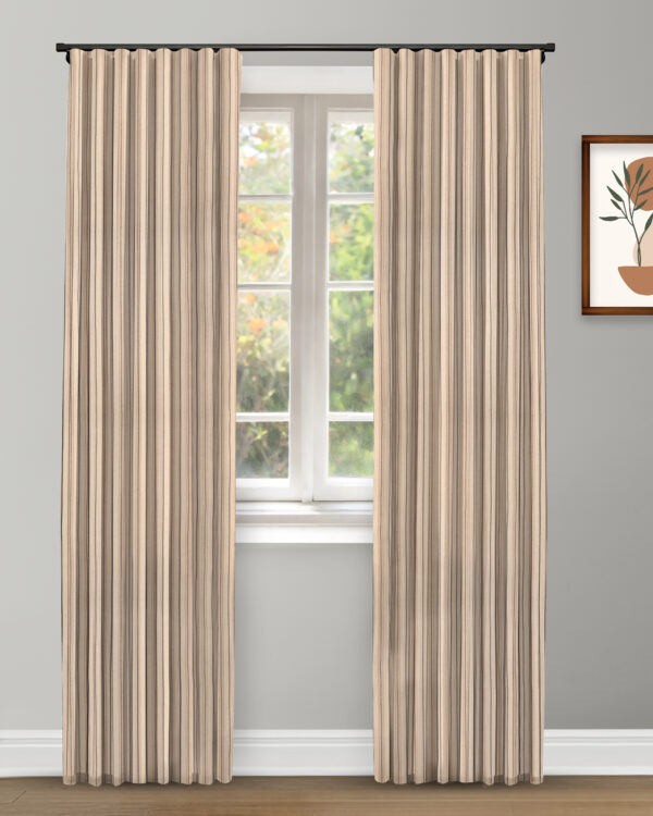French Stripes - Stone Custom Curtains - Image 2