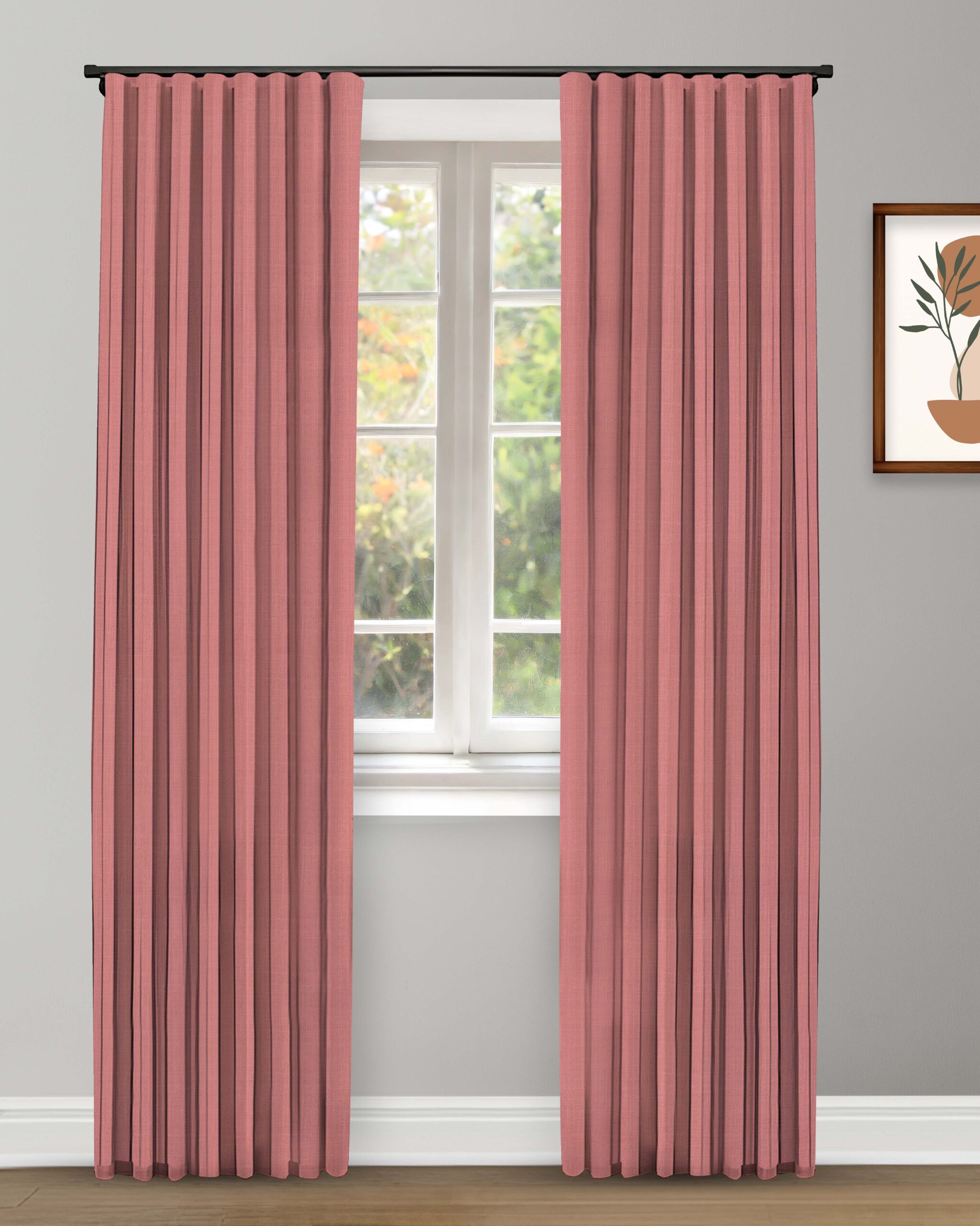 Herringbone Plains - Rose Pink Custom Curtains