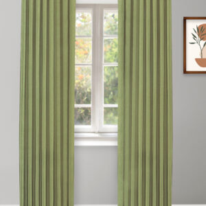Herringbone Plains - Kiwi Green Custom Curtains