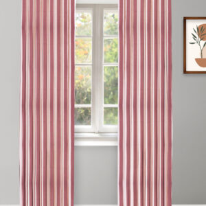 Vintage Linen Stripes - Misty Rose Ripple Fold Drapes