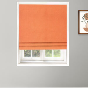 Herringbone Plains - Orange Carrot Roman Shades