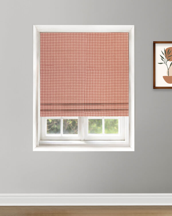 Classic Houndstooth - Tuscan Red Roman Shades - Image 2