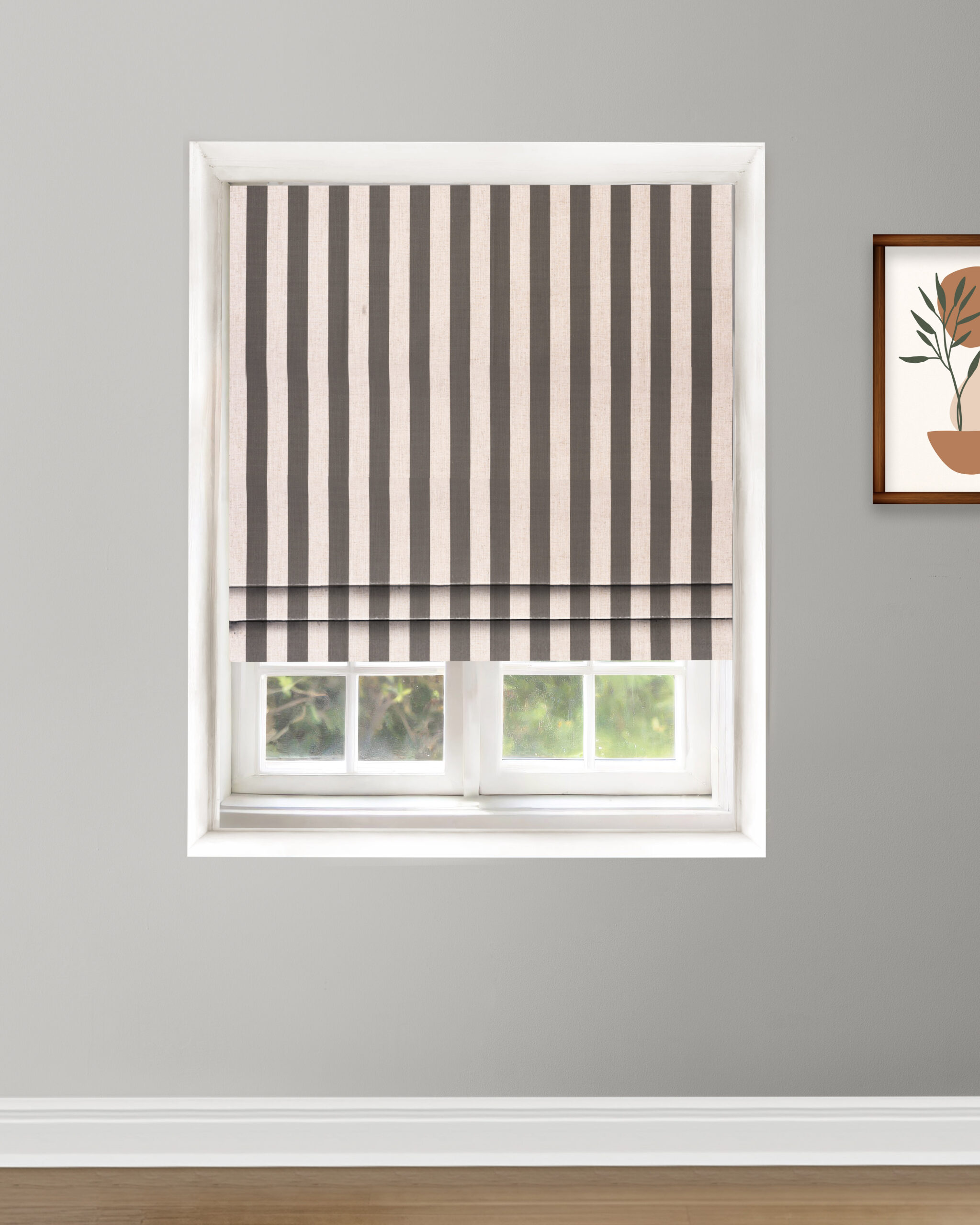Vintage Linen Stripes - Camel Roman Shades