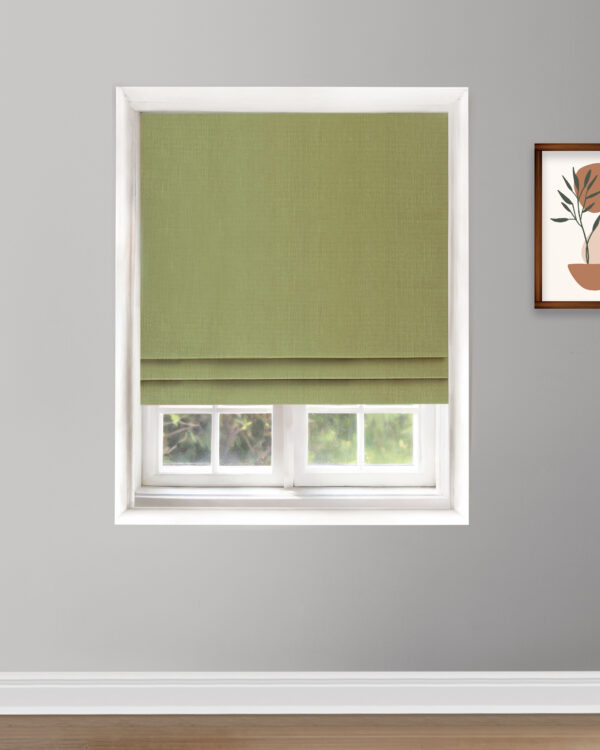 Herringbone Plains - Kiwi Green Roman Shades