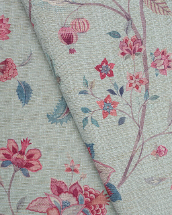 Blooming Spring - Rosy Aqua Ripple Fold Drapes - Image 4