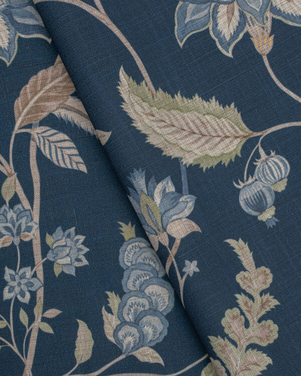Blooming Spring - Navy Blue Ripple Fold Drapes - Image 2