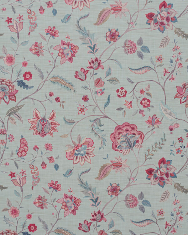 Blooming Spring - Rosy Aqua Ripple Fold Drapes - Image 2