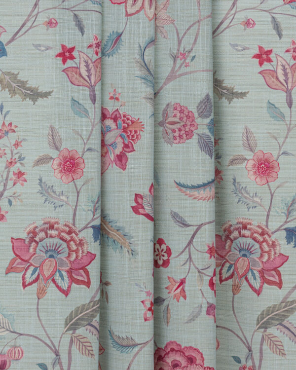 Blooming Spring - Rosy Aqua Ripple Fold Drapes