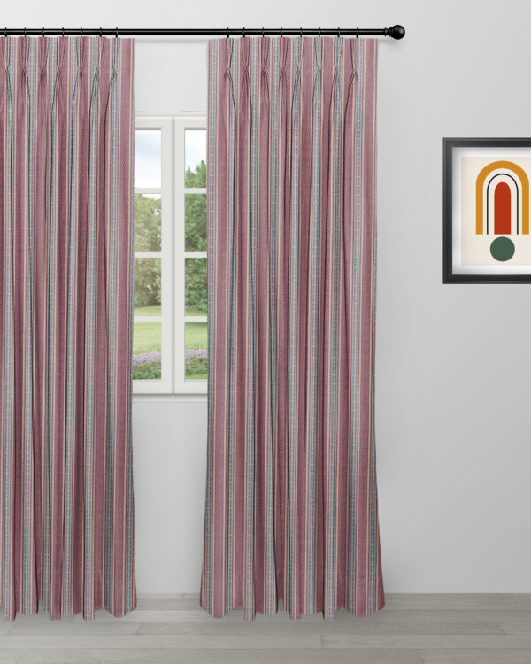 Boardwalk Stripe - Burgundy Custom Curtains