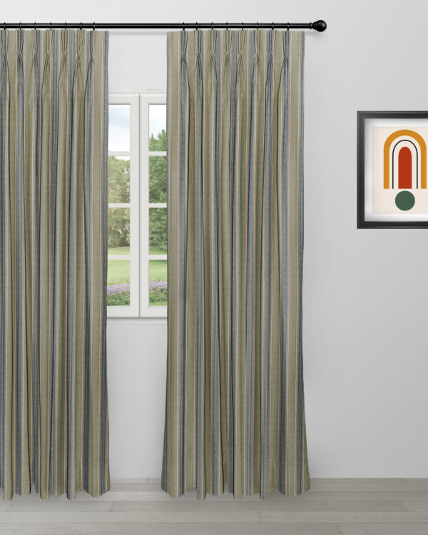 Boardwalk Stripe - Emerald Green Ripple Fold Drapes - Image 3