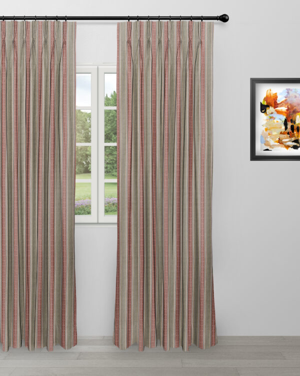 Boardwalk Stripe - Rusty Clay Ripple Fold Drapes - Image 3