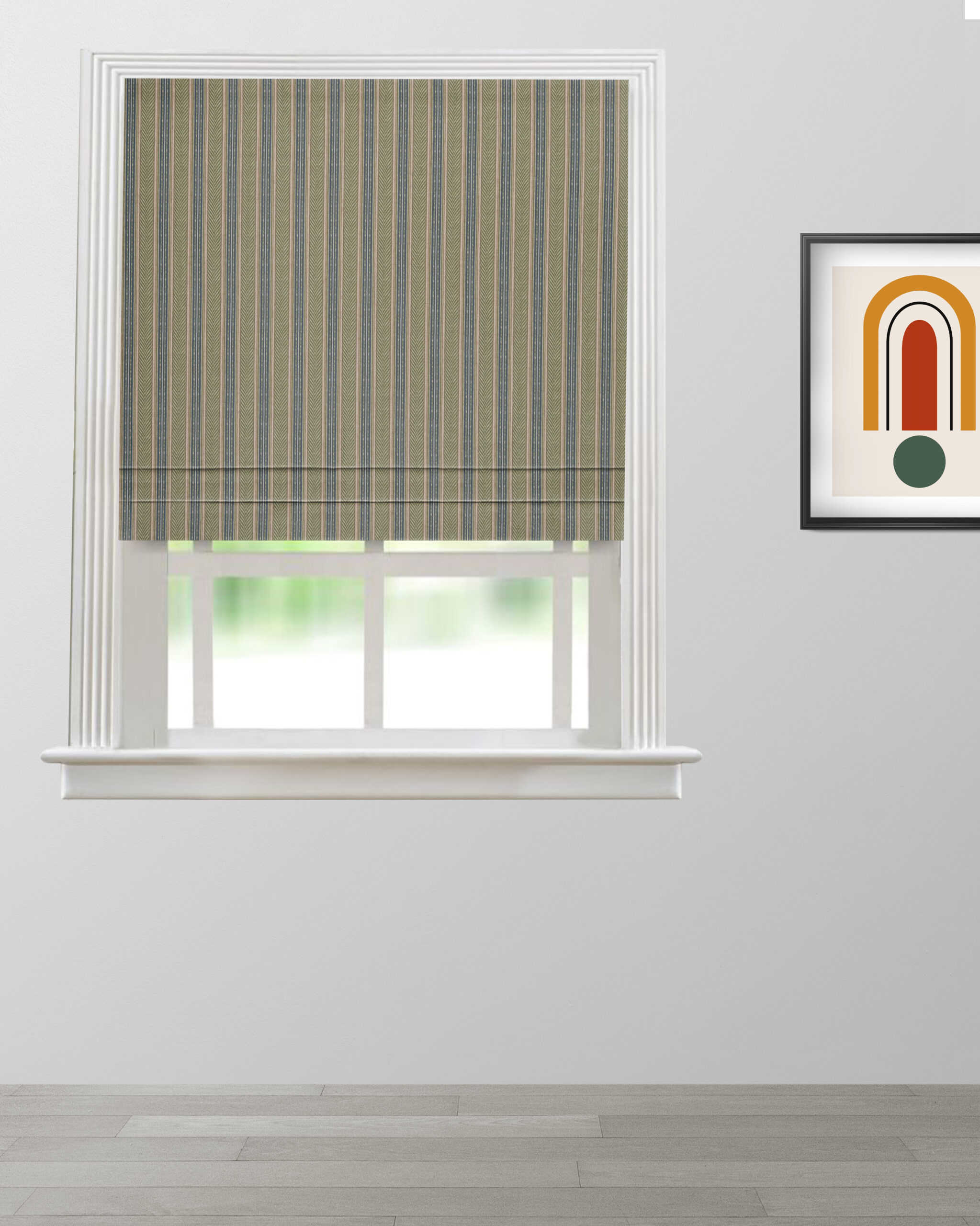 Boardwalk Stripe - Emerald Green Roman Shades