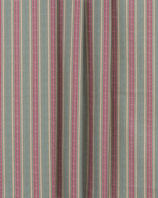 Boardwalk Stripe - Rosy Teal Ripple Fold Drapes