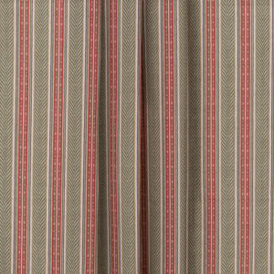 Boardwalk Stripe - Rusty Clay Ripple Fold Drapes