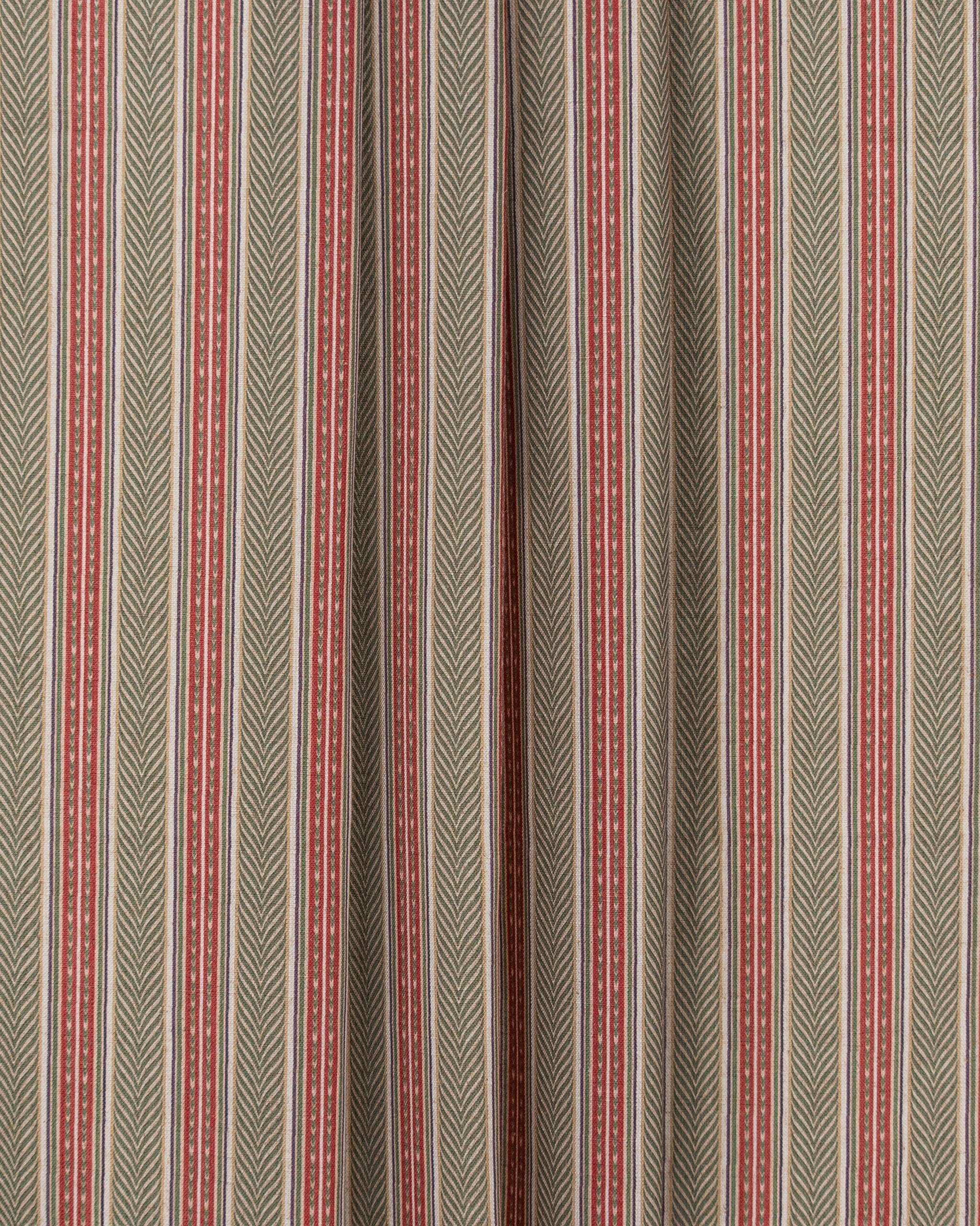 Boardwalk Stripe - Rusty Clay Ripple Fold Drapes