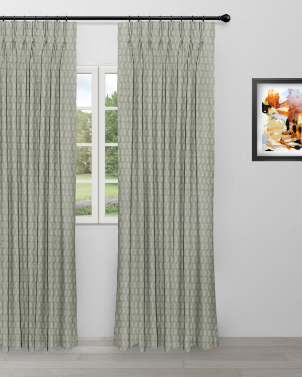 Vintage Paisley - Jade Ripple Fold Drapes - Image 3