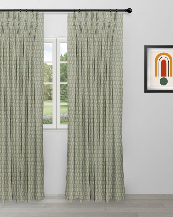 Vintage Paisley - Soft Green Ripple Fold Drapes - Image 3